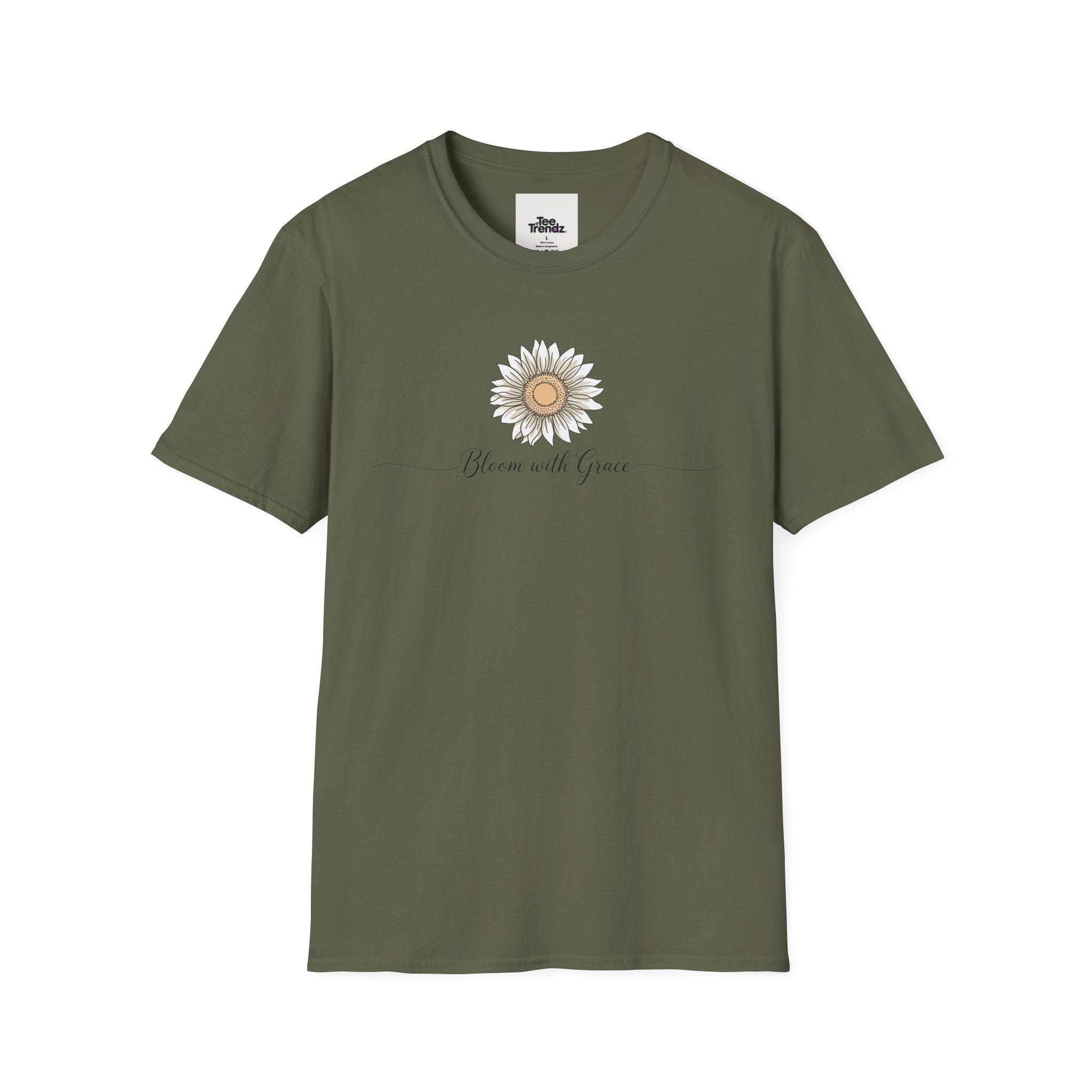 “Bloom with Grace” Sunflower T-Shirt — Floral Inspirational Graphic Tee