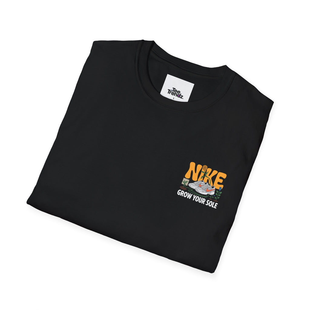 Graphic T‑Shirt — "Grow Your Sole" Retro Sneaker Pocket Design
