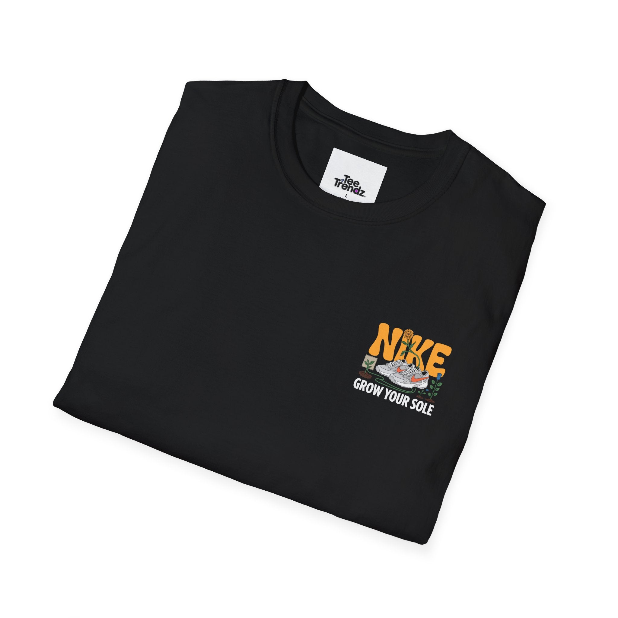 Graphic T‑Shirt — "Grow Your Sole" Retro Sneaker Pocket Design