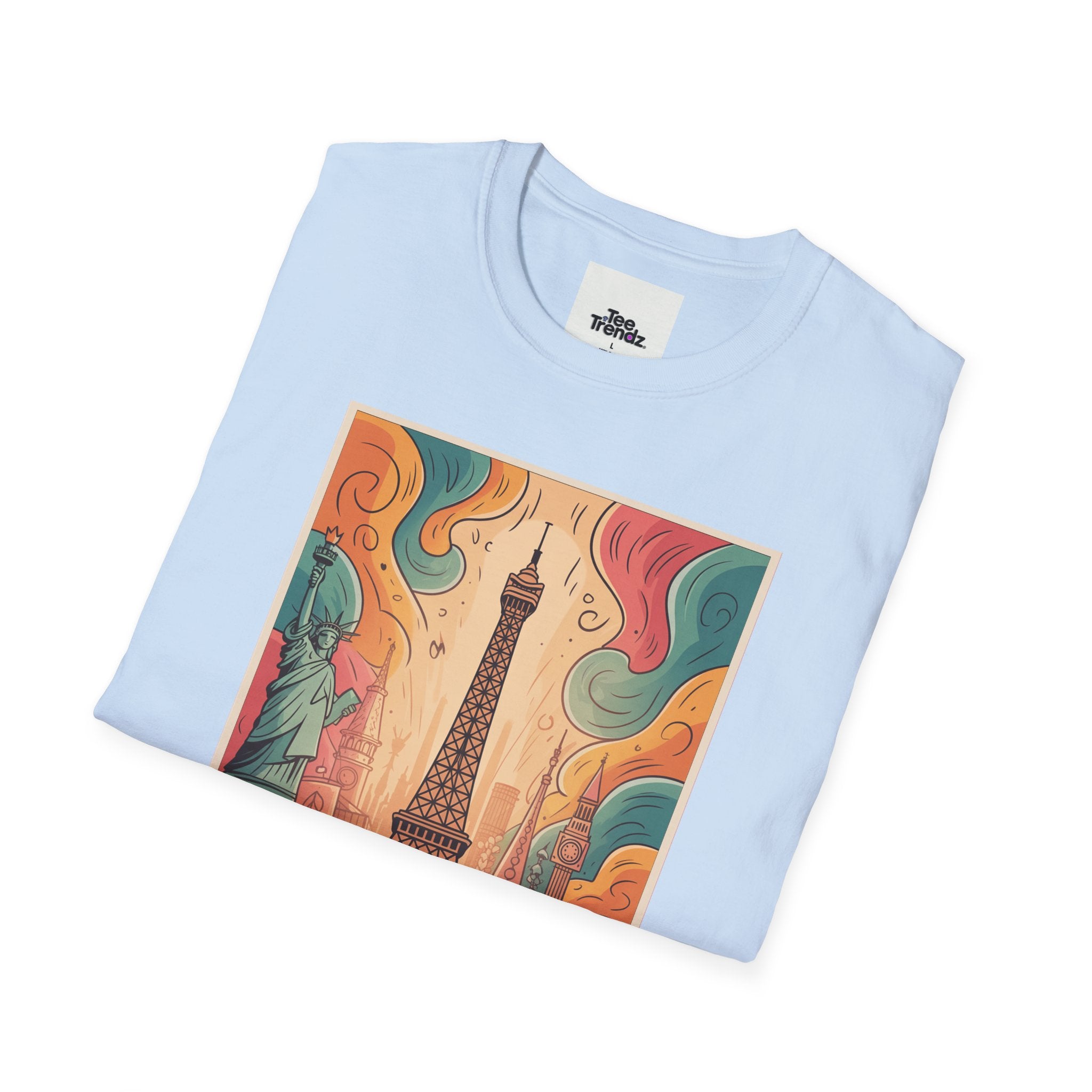 Eiffel Tower Retro Art T-Shirt — Vintage Paris Skyline Tee