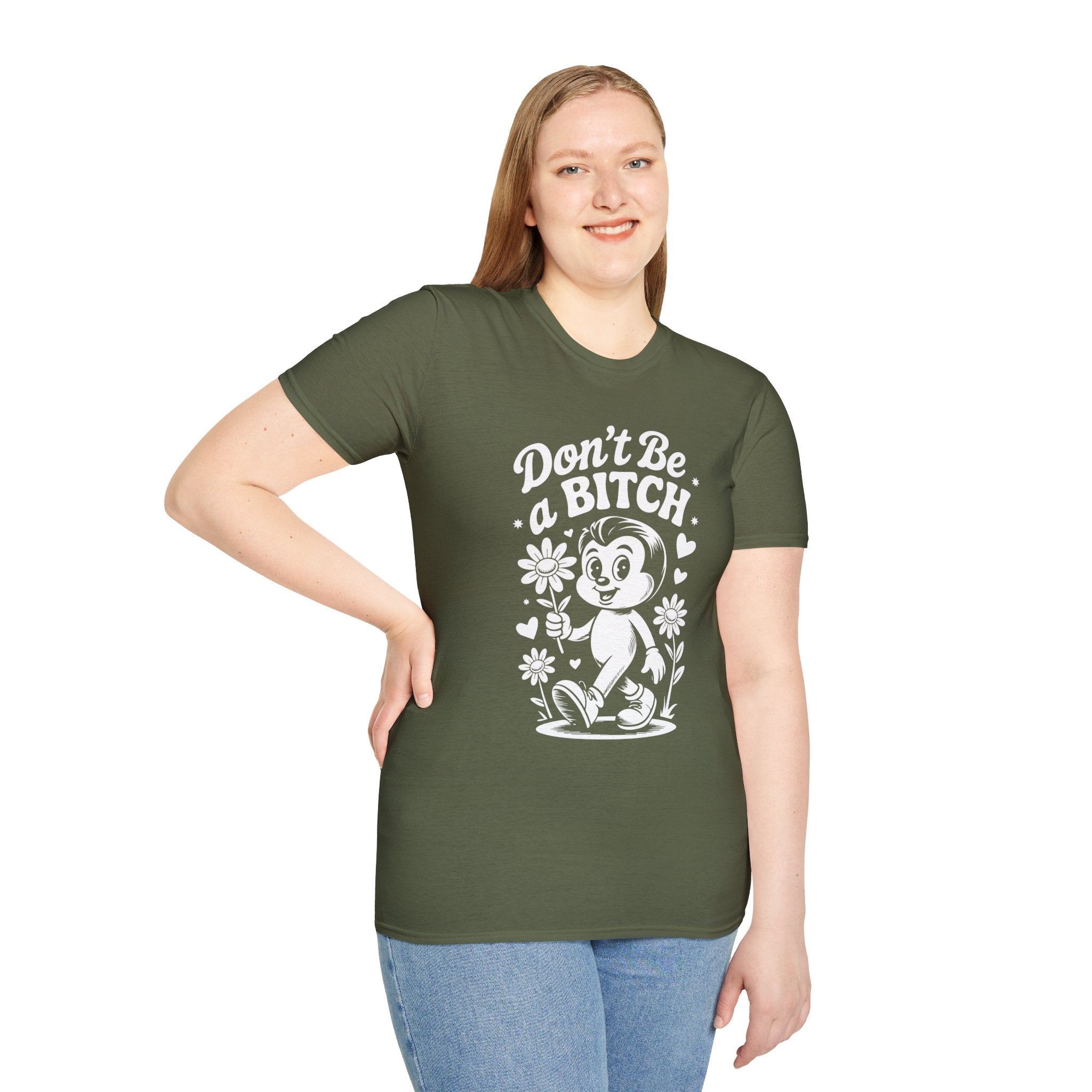 Don't Be a Bitch T-Shirt — Retro Cartoon Floral Graphic Tee