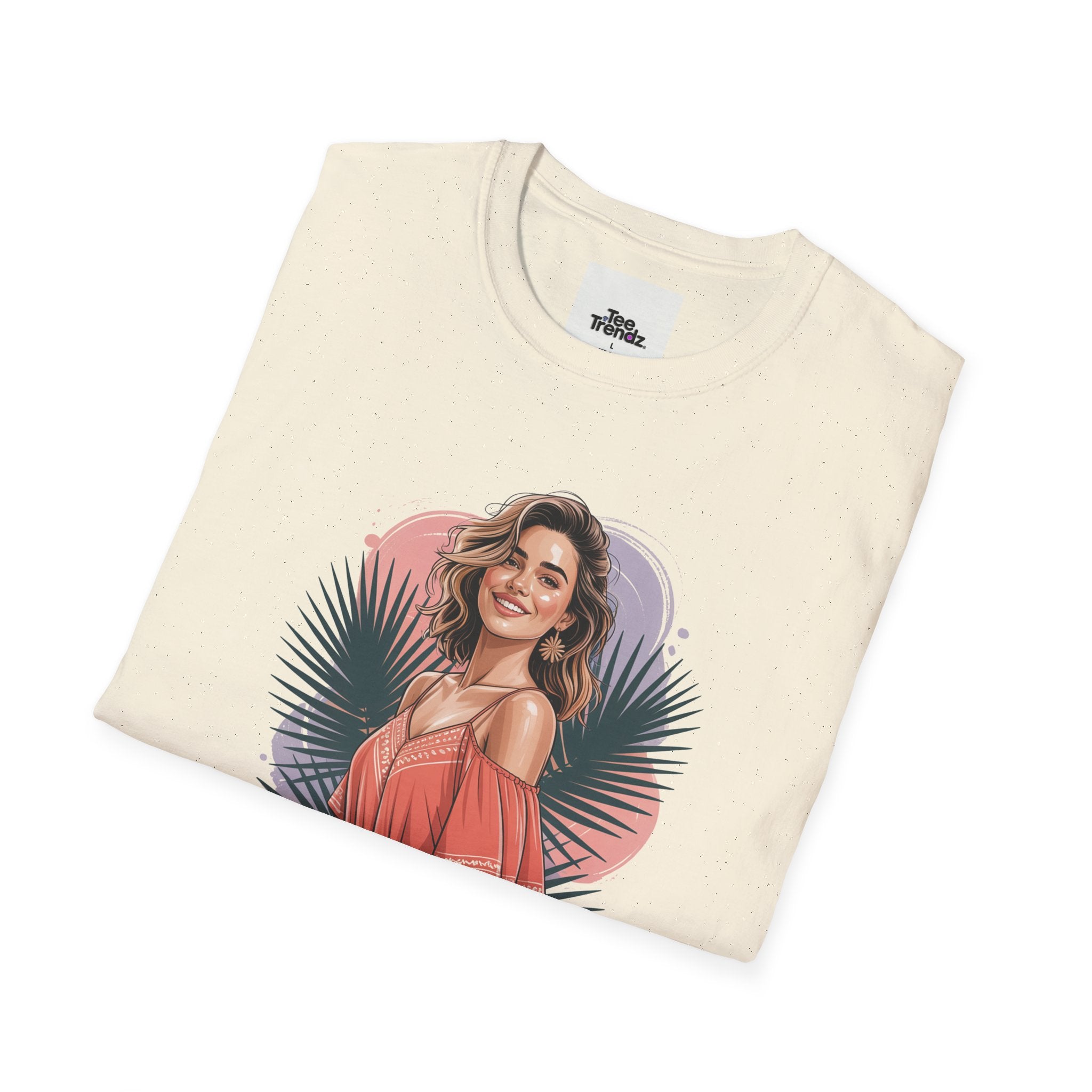 Personalized Portrait T‑Shirt — Custom Name "Cierra Ortega" Tropical Palm Graphic