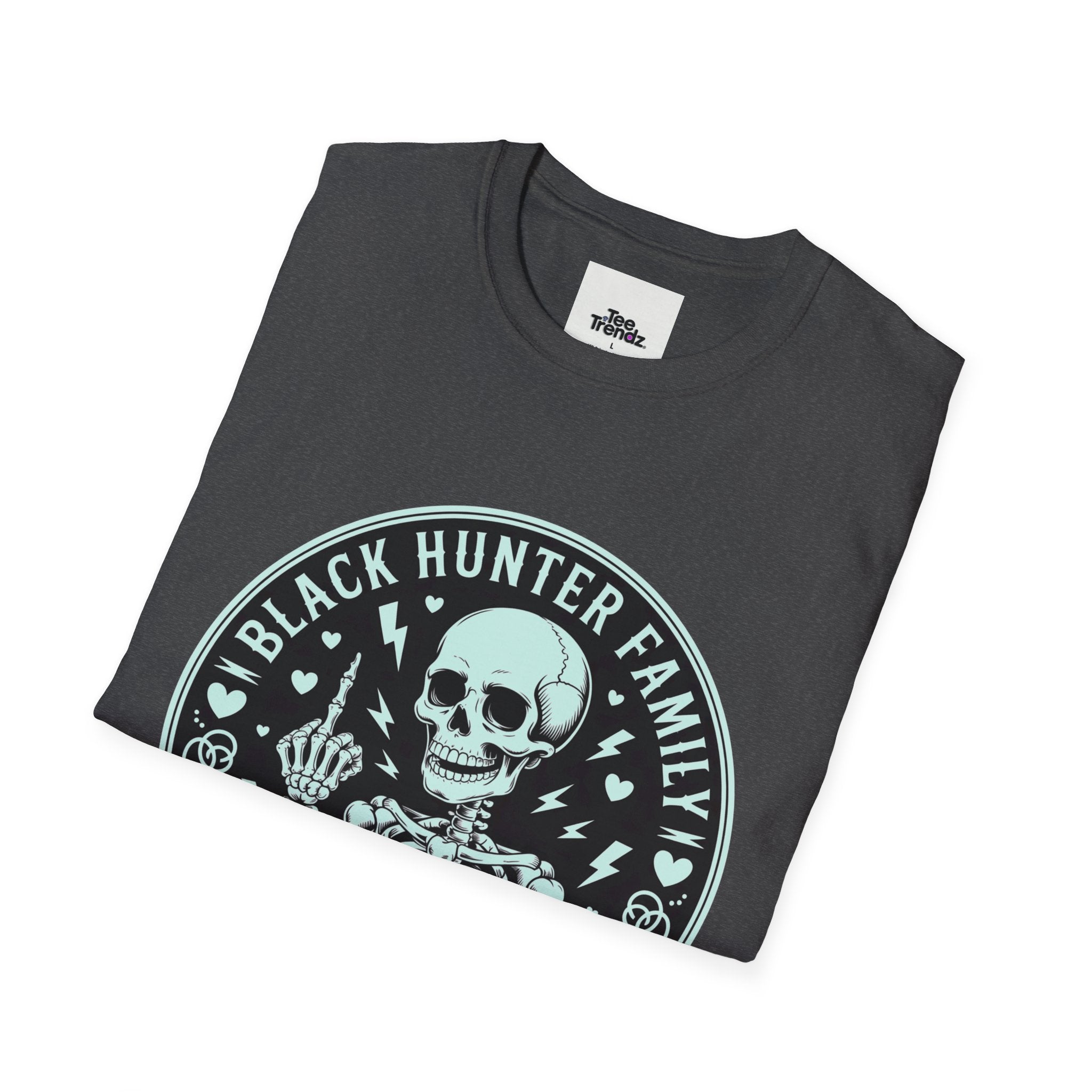 First Months Skeleton Family T-Shirt — "Black Hunter Family" Newborn Milestone Tee